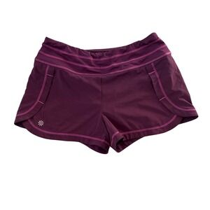 Athleta Womens Running Shorts Purple Pocket Zipper‎ Athletic Size Small